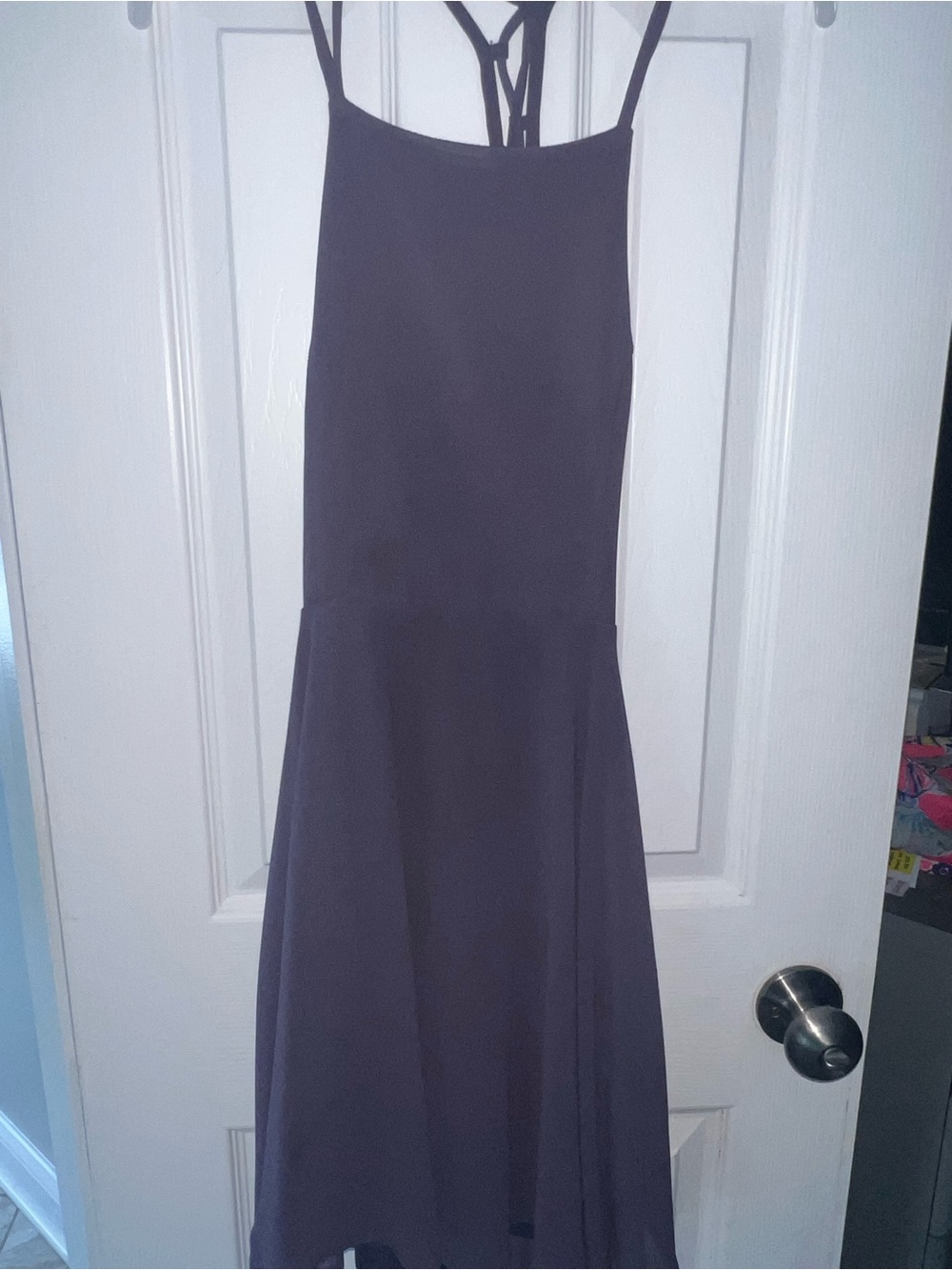Lulu's Strapless Dark Purple Midi Dress with Thin Back Straps